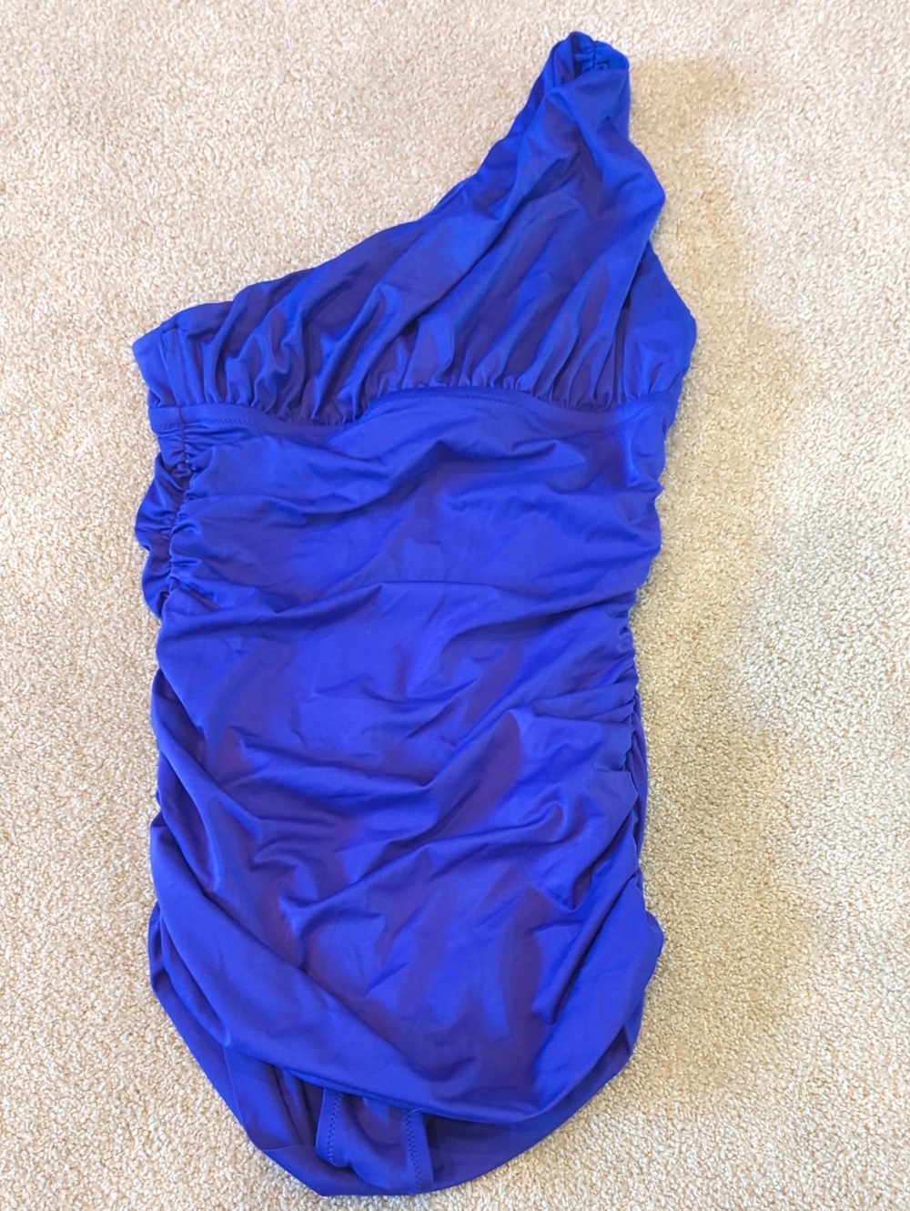 J. Crew Women's One-Shoulder Ruched Royal Purple Swimsuit